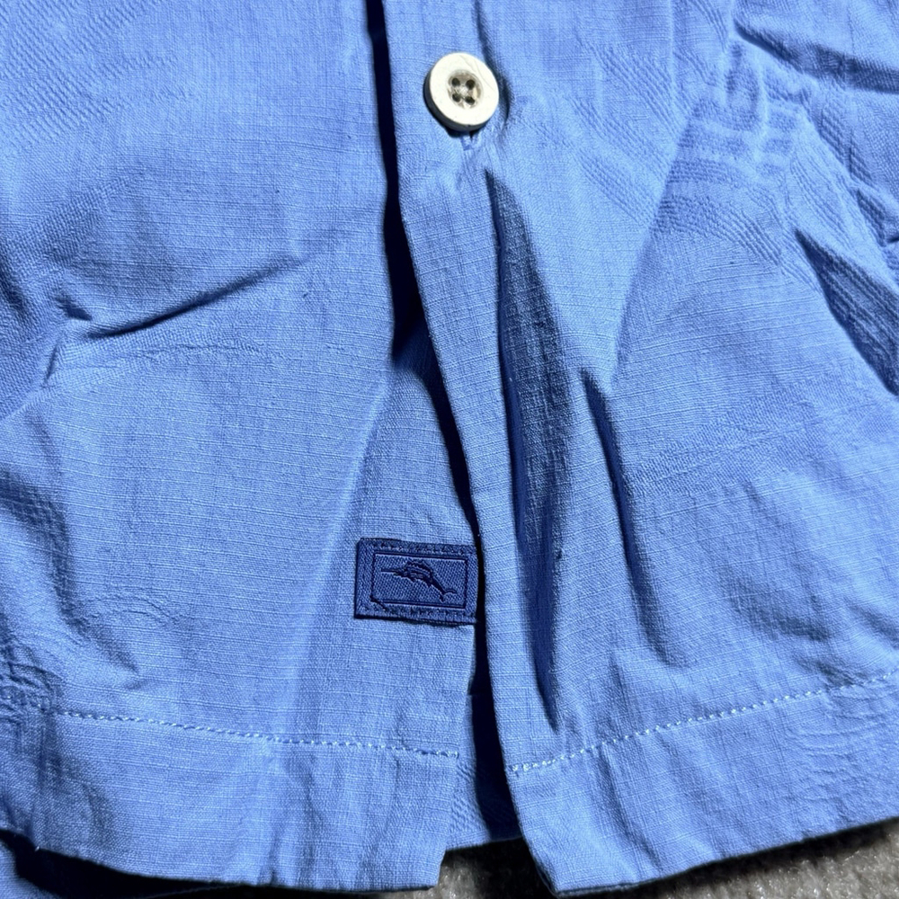 Tommy Bahama Shirt Mens Medium Blue 100% Silk Shadow Palm Jacquard T320095 - Picture 8 of 15